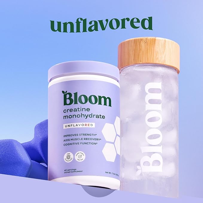 Bloom Nutrition Creatine Monohydrate Powder, 5g Micronized Creatine per Serving, Supports Muscle