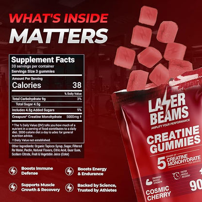 Creatine Monohydrate Gummies - 5g Creapure Creatine per Serving - Vegan - Boost Muscle Strength