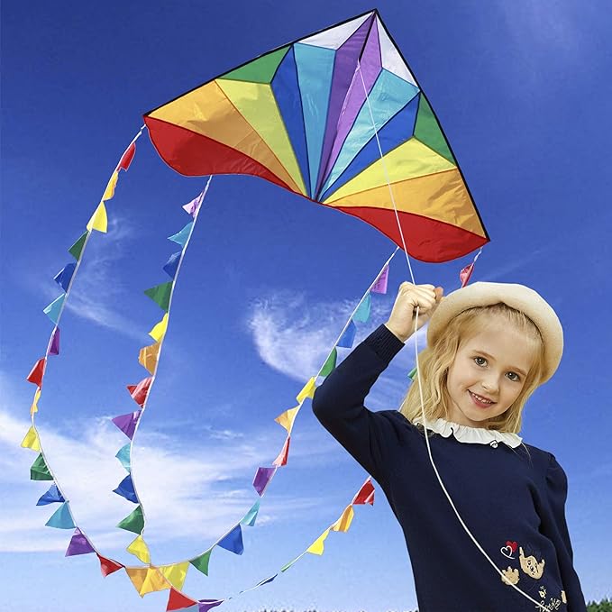 HONBO Large Delta Kite for Kids & Adults,Extremely Easy to Fly Kite for Beach Trip,String Line