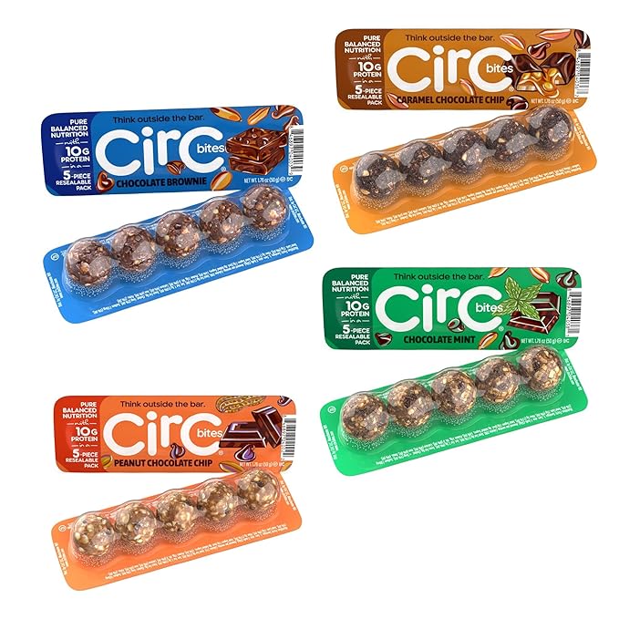CirC Energy Bites - Chocolate Lovers Variety 12 Pack Gluten Free Protein Balls - 10g Protein, Whole