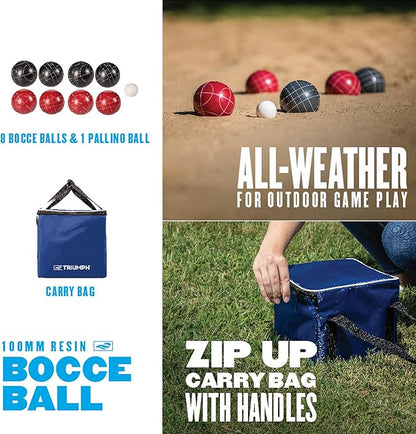 Triumph Sports Competition 100mm Resin Bocce Ball Outdoor Game Set with Carrying Bag for Easy