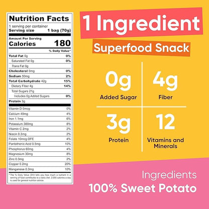 Yammy Dried Sweet Potato Sticks (5 Pack) - 1 Ingredient Healthy Asian Snack for Adults & Kids