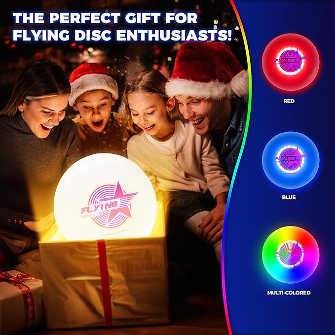 Glow in The Dark LED Flying Disc - 7 Dynamic Modes, 7 Colors, IP65 Waterproof, Perfect Birthday &