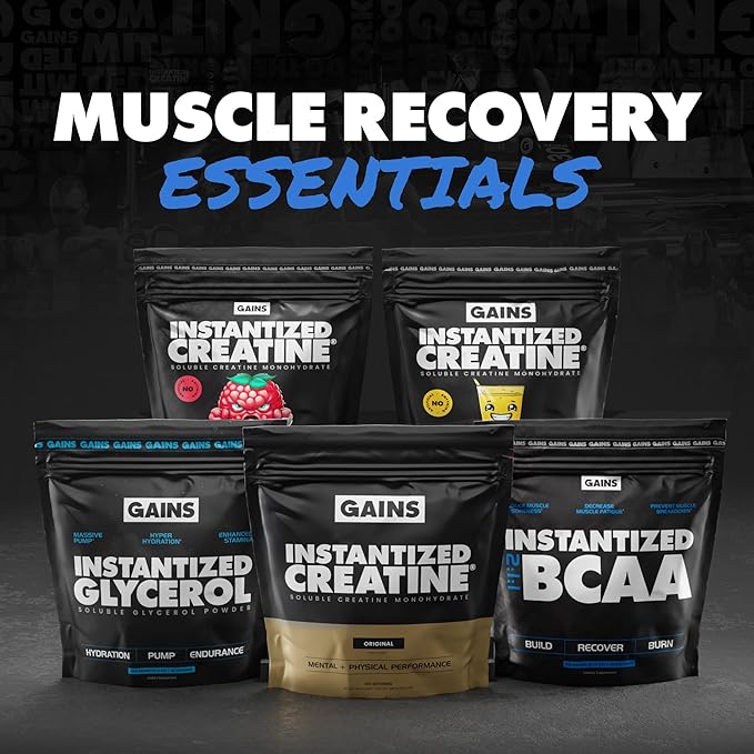 Gains in Bulk BCAA Powder, Pre Workout Plant Based Branch Chain Amino Acids, Gluten Free, Vegan