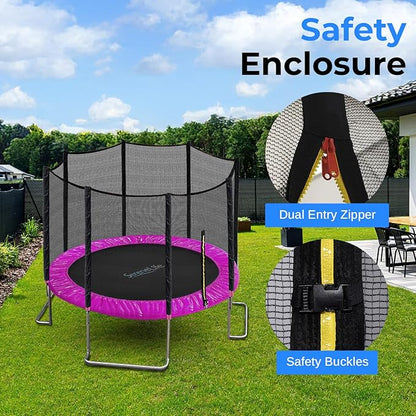 Serenelife 12FT 10FT 8FT Recreational Trampolines with Enclosure Net and Ladder and Anti-Rust