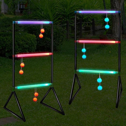 Sosation Light up Ladder Ball Set 6 Glow in The Dark Ball 2 LED Ladder Toss Outdoor Lawn Toss Game