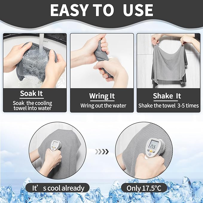Honoson Cooling Towel Bulk - Neck & Face Cool Chilly Towels Microfiber Breathable Sport Sweat Rag