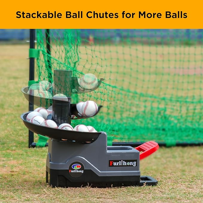 Furlihong 691BH Baseball Softball Toss Machine, Foot-Operated, No Power Needed, 4 Adjustable Gears