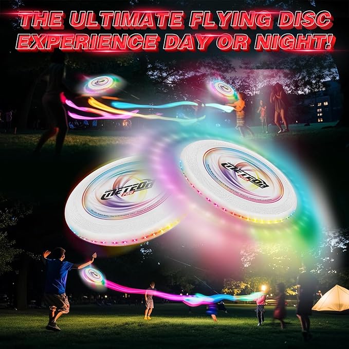 Light Up Flying Disc with 16 Millions Colors-45 LEDs & 13 Light Modes Flying Ring, Glow in The Dark