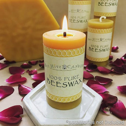 100% Pure Beeswax Pillar Candle (2" x 3" (3-Pack)) | Natural Beeswax Candles | Soy, Paraffin &