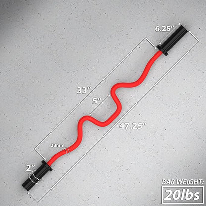 Synergee Commercial Super EZ Curl Olympic Bar Chrome, Black Phosphate and Red with Powder Coated