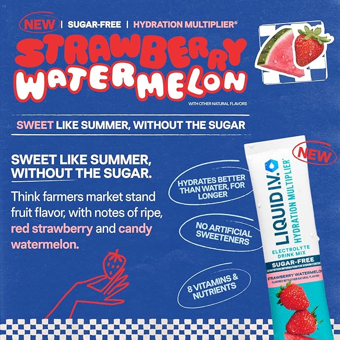 Liquid I.V.® Hydration Multiplier Sugar Free - Strawberry Watermelon | Electrolyte Powder Drink Mix