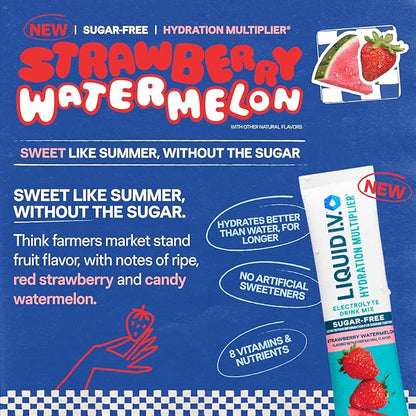 Liquid I.V.® Hydration Multiplier Sugar Free - Strawberry Watermelon | Electrolyte Powder Drink Mix