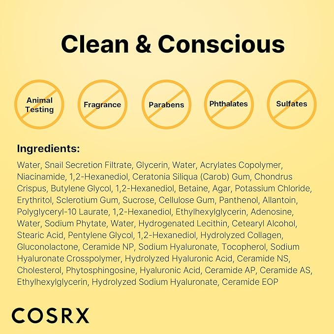 COSRX Advanced Snail Mucin Glass Glow Hydrogel Face Masks Skincare 3 EA, Collagen Face Mask, Travel