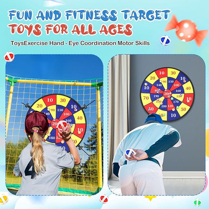 29" Dart Board Game Trampoline Accessories, Toss Game Dartboard with 20 Sticky Balls, Indoor &
