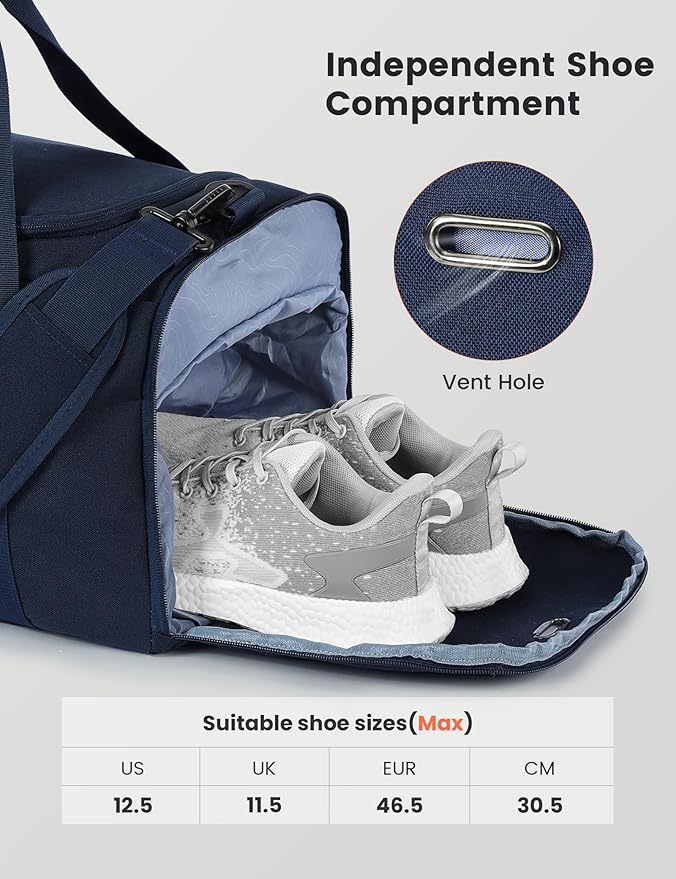 SKYSPER Gym Bag Men Women - 40L Sports Bag Duffle Backpack with Shoe Compartment Wet Pocket for