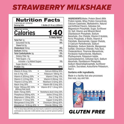 Pure Protein Strawberry Protein Shake, 30g Complete Protein, Ready to Drink and Keto-Friendly