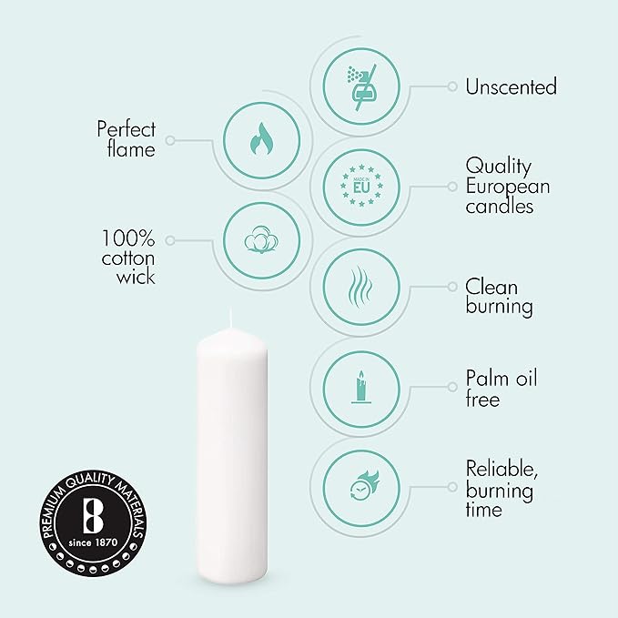 BOLSIUS 6 White Pillar Candles Bulk - 3x9 Inches Candle Set - 116+ Hours Clean Burning - No Palm