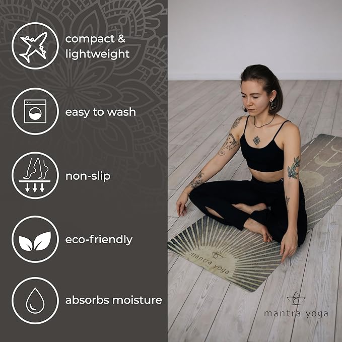 Mantra Yoga Travel PRO 1.5mm - Foldable Fitness & Exercise Mat with Bag | Lightweight, Compact &