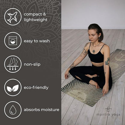Mantra Yoga Travel PRO 1.5mm - Foldable Fitness & Exercise Mat with Bag | Lightweight, Compact &