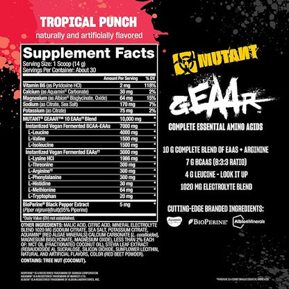 Mutant GEAAR - 9.4g of EAA Powder + Arginine, 7g BCAAs, 4g Leucine, Electrolytes, Coconut Water, 30