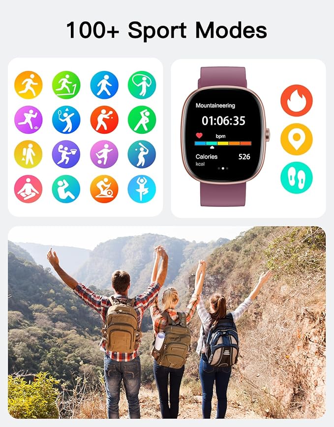 Fitness Tracker 2025 Ver. (Answer/Make Calls), 1.85" Smart Watch Fitness Watches for Women Men with