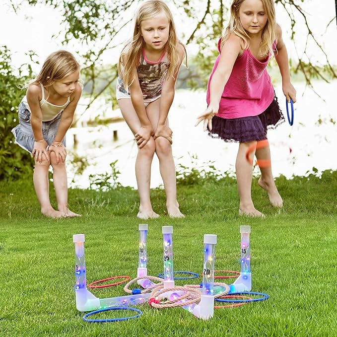 MOLACHI Ring Toss Games for Adults and Kids,Yard Games,Outdoor Indoor Games with LDE Light,Easy to