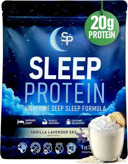 SleepProtein??The First High Protein Magnesium Sleep Aid Calm Drink, Melatonin-Free, Natural