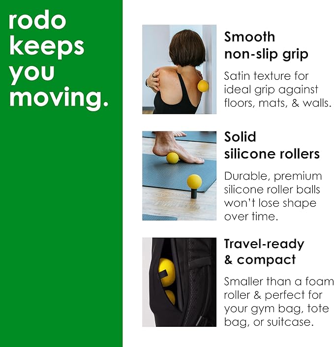Rodo 2-in-1 Soft Peanut & Lacrosse Ball Roller | Deep Tissue Massage Tool for Fascia, Plantar