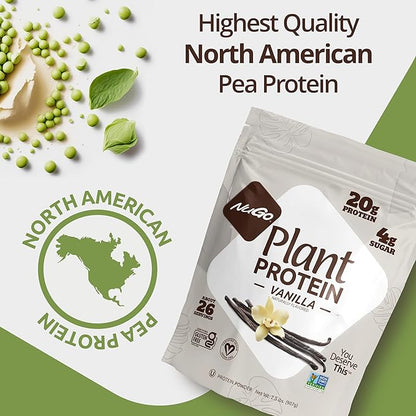 NuGo Plant Protein Powder, Vanilla, 20g Vegan Pea Protein, Low Sugar, Gluten Free, Dairy Free