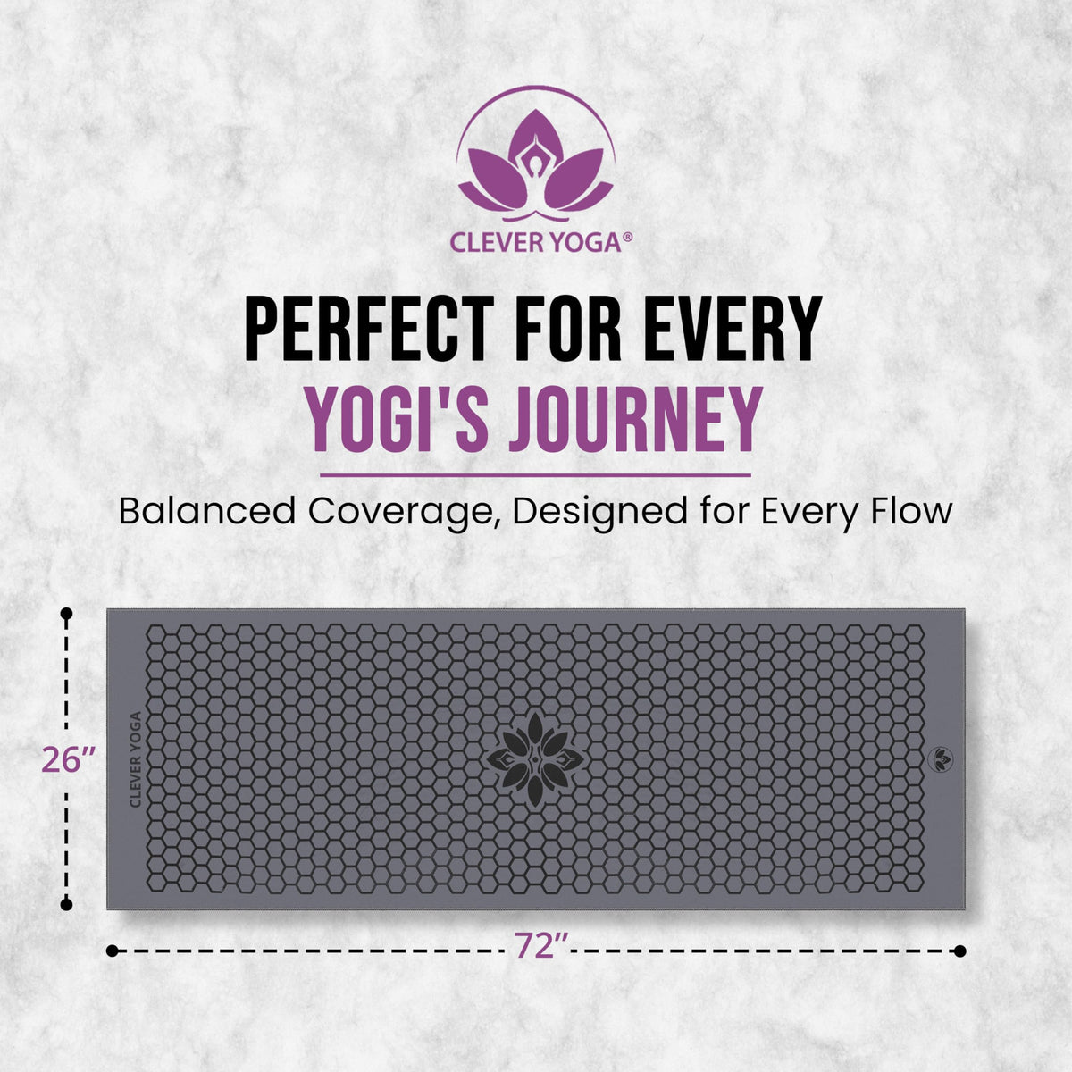 Clever Yoga Hot Yoga Mat Towel – Non-Slip Grip for Hot Yoga, Sweat Absorbent, Honeycomb Silicone