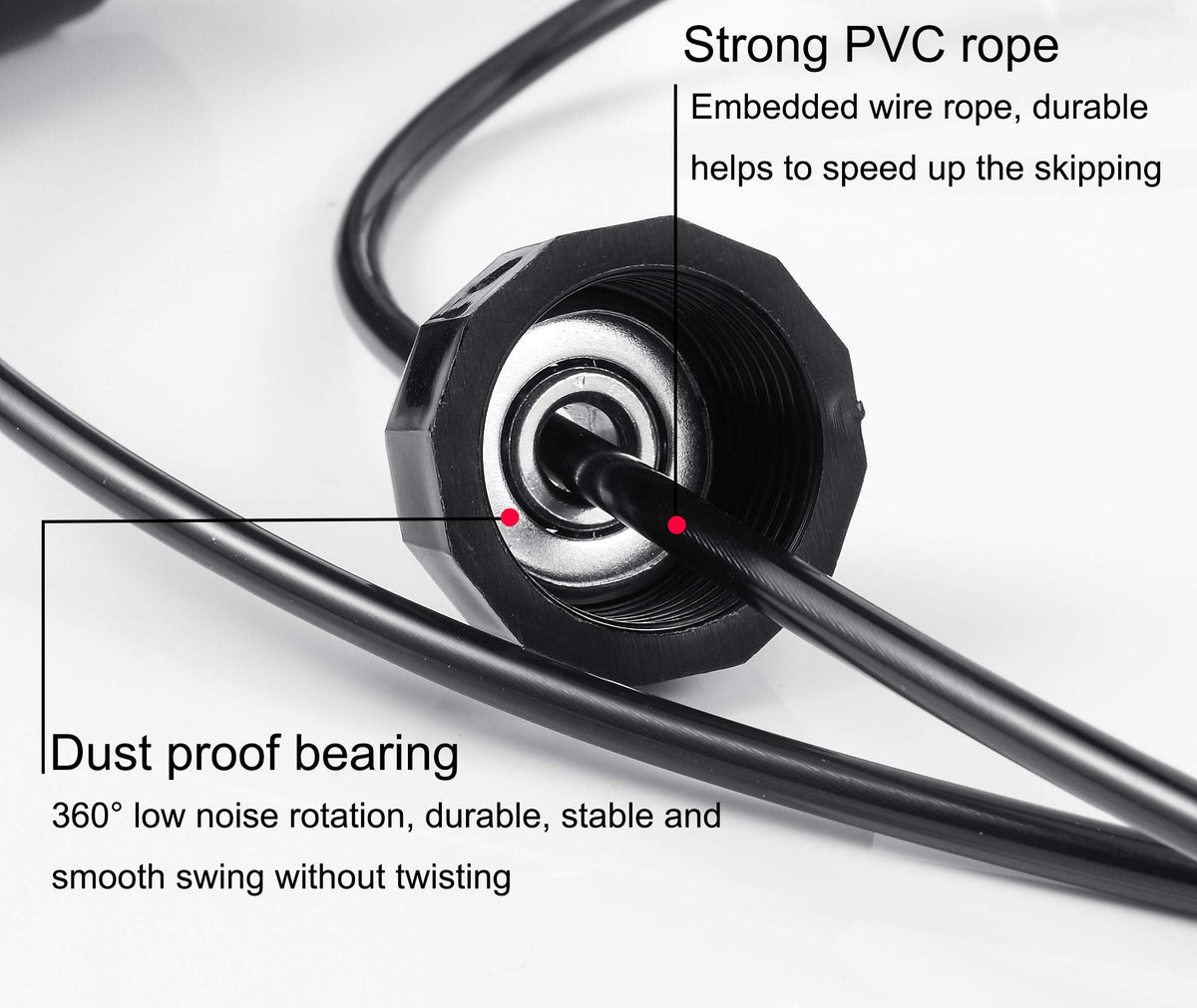 BOOMIBOO Jump Rope, Adjustable Jump Ropes,Skipping Rope Tangle-Free Rapid Speed with Ball Bearings