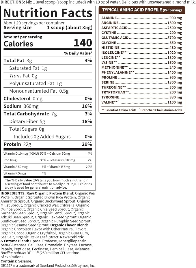 Garden of Life Protein Powder, Vegan Protein Powder, BCAA, Probiotics & Digestive Enzymes, Gluten &