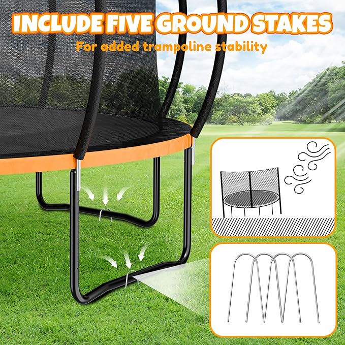 14FT & 16FT Trampoline for Kids & Adults, Big Round Trampoline with Basketball Hoop, Sprinkler &