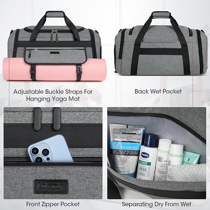 IGOLUMON Gym Bag for Men 55L Sports Duffel Bags Gym Duffle Bag Women with Shoe Compartment & Wet
