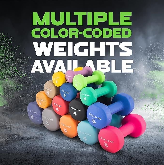 Yes4All Neoprene Coated Dumbbell Hand Weight Sets of 2 - Multiple Weight Options with 15 Colors
