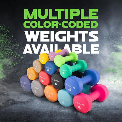 Yes4All Neoprene Coated Dumbbell Hand Weight Sets of 2 - Multiple Weight Options with 15 Colors