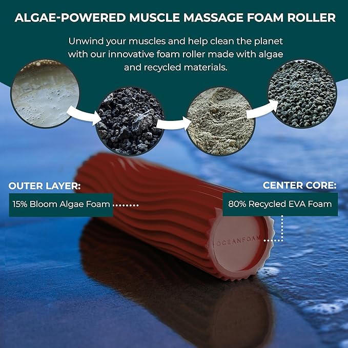Oceanfoam Ripple Travel Foam Roller (11" x 3.35") Firm Mini Foam Roller for Physical Therapy, Deep