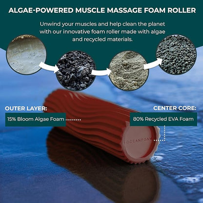 Oceanfoam Ripple Travel Foam Roller (11" x 3.35") Firm Mini Foam Roller for Physical Therapy, Deep
