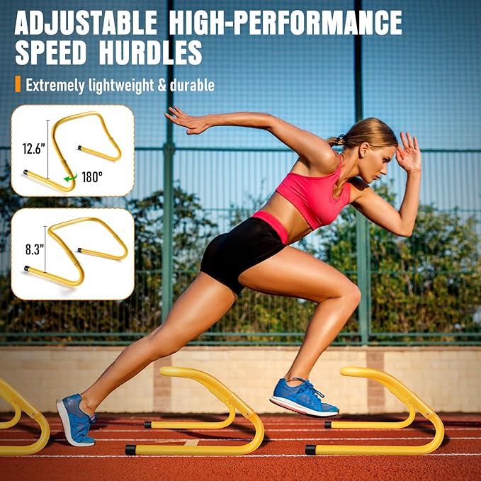 Agility Ladder, Speed Training Equipment Set, 20ft Agility Ladder, 12 Soccer Cones, 4 Hurdles, Jump
