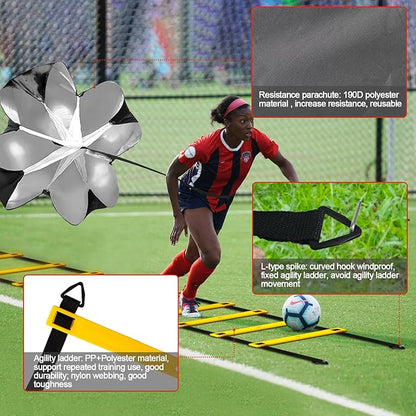 24Pcs Soccer Agility Training Equipment Set Ultimate Agility Poles Cones Ladder More for Quick