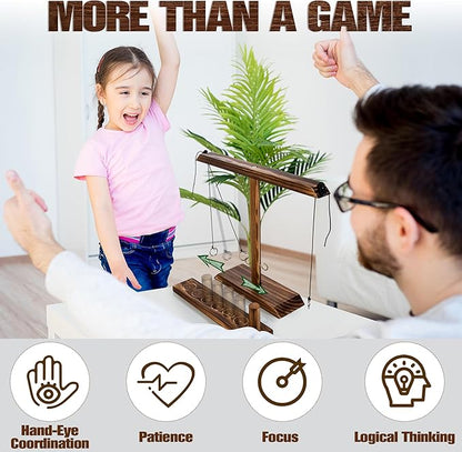 Ring Toss Game for Adults, Wooden Hook and Ring Game Handmade for Bars, Home, Party, Yard Games