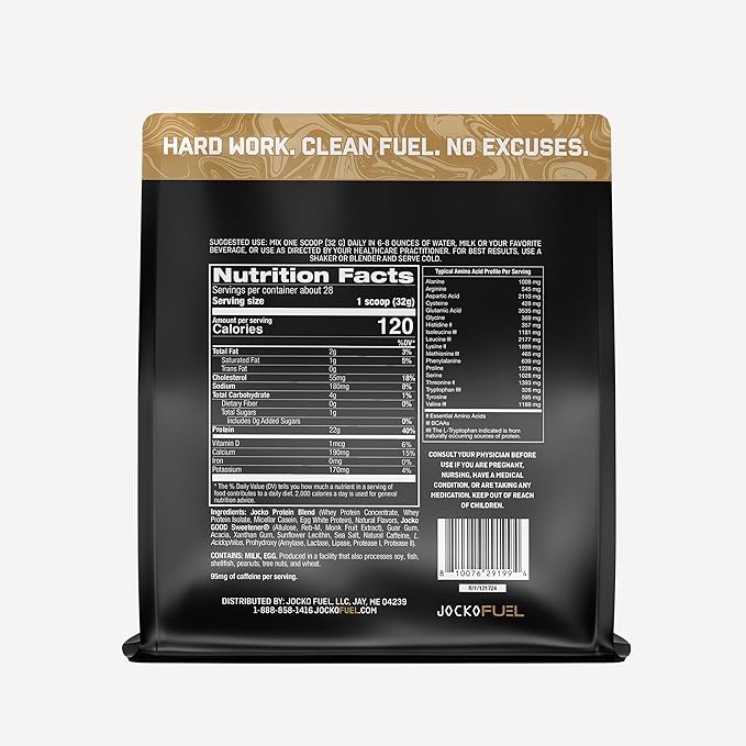Jocko Fuel Mölk Whey Protein Powder 22g Protein - 95mg of Caffeine - Low Sugar Monk Fruit Blend