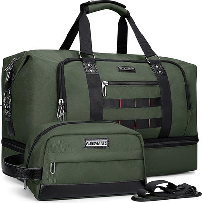WITZMAN Travel Duffle Bags for Men Weekender Bags with Toiletry Bag Sets Carry On Overnight Bag 55L
