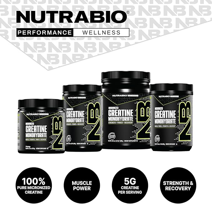 NutraBio Pure Micronized Creatine Monohydrate Powder Supplement, Unflavored, (1000 g) - Supports