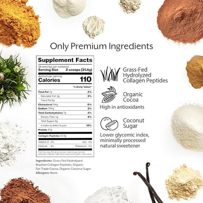 ProMix Nutrition Collagen Peptides, Chocolate - Hydrolyzed Collagen Protein Promotes Healthy Skin