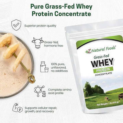 Z Natural Foods Grass-Fed Whey Protein Concentrate - Clean Whey Protein Powder from New Zealand