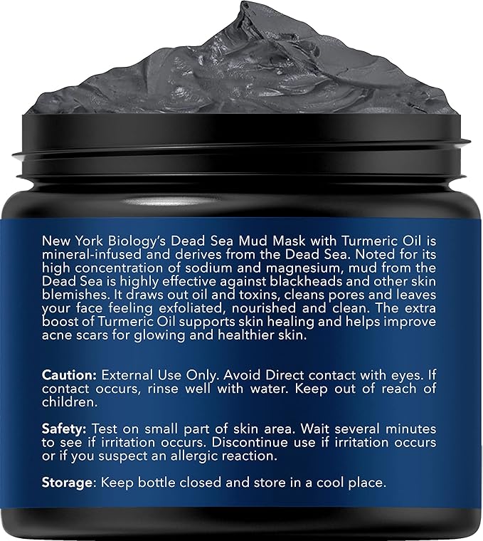 New York Biology Dead Sea Mud Mask for Face and Body | with Turmeric Oil | Spa Quality Pore Refiner