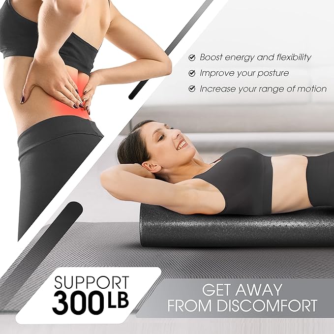 Yes4All High-Density EPP Round Back Roller Foam, Exercise Foam Roller for Yoga, Pilates &