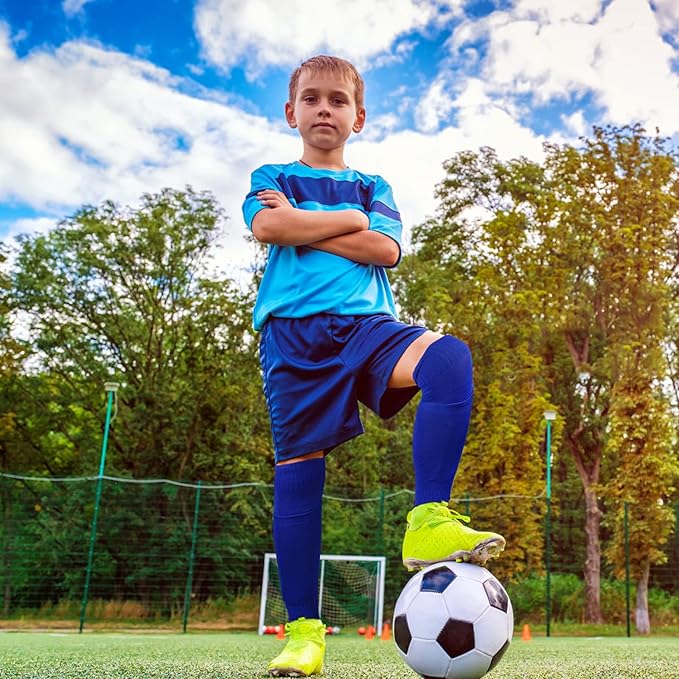 Youth Soccer Shin Guard Socks, Built-in Protective Pads, Kids Knee High Football Athletic Team